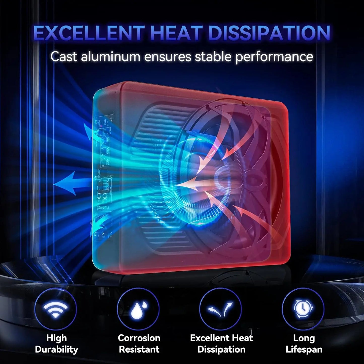 Car Subwoofer Amplifier, Ultra-thin 10" Large-caliber 800W Stereo Surround Sound Built-in Amplifier with Blue LED Ambient Light