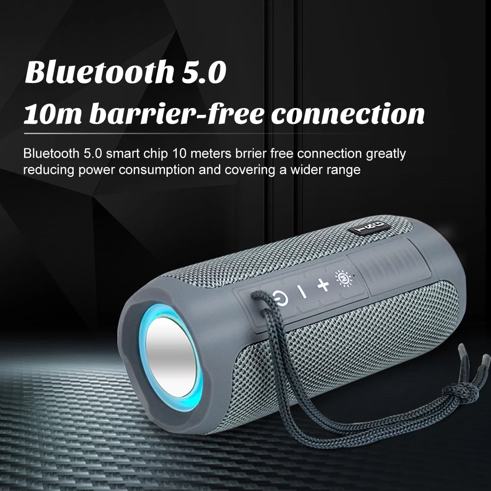 TG227 Outdoor Speaker Waterproof Wireless Bass Subwoof Loudspeaker Box Support TF Card FM Radio Aux Input With LED Light