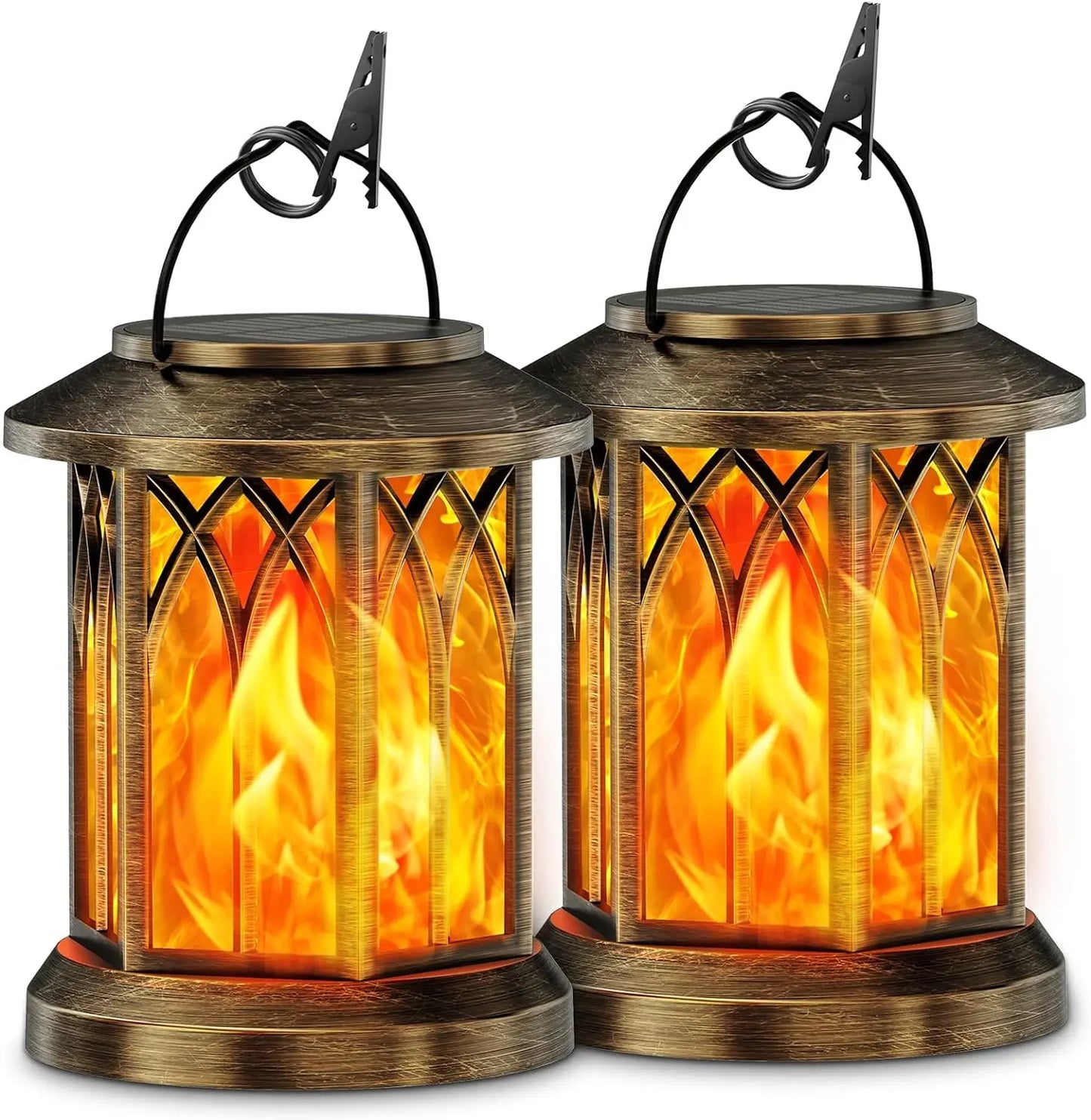 KPSTEK Solar Lanterns Flickering Flame Outdoor Lights 2 Pack