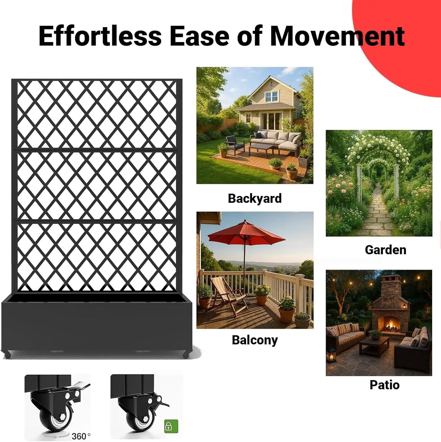 Studyset Metal Raised Garden Bed With Trellis Privacy And Wheels