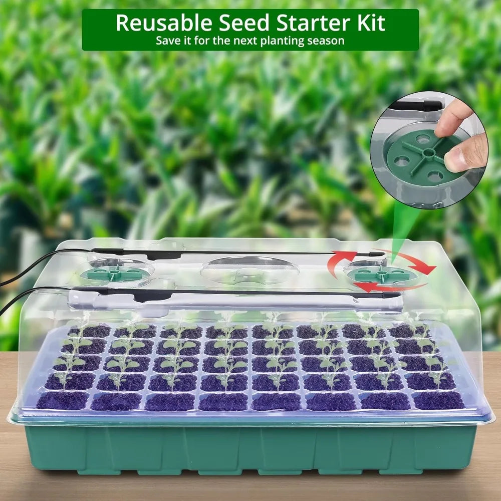 Seed Starter Tray With Grow Light 80-Cell Digital Controller Kit