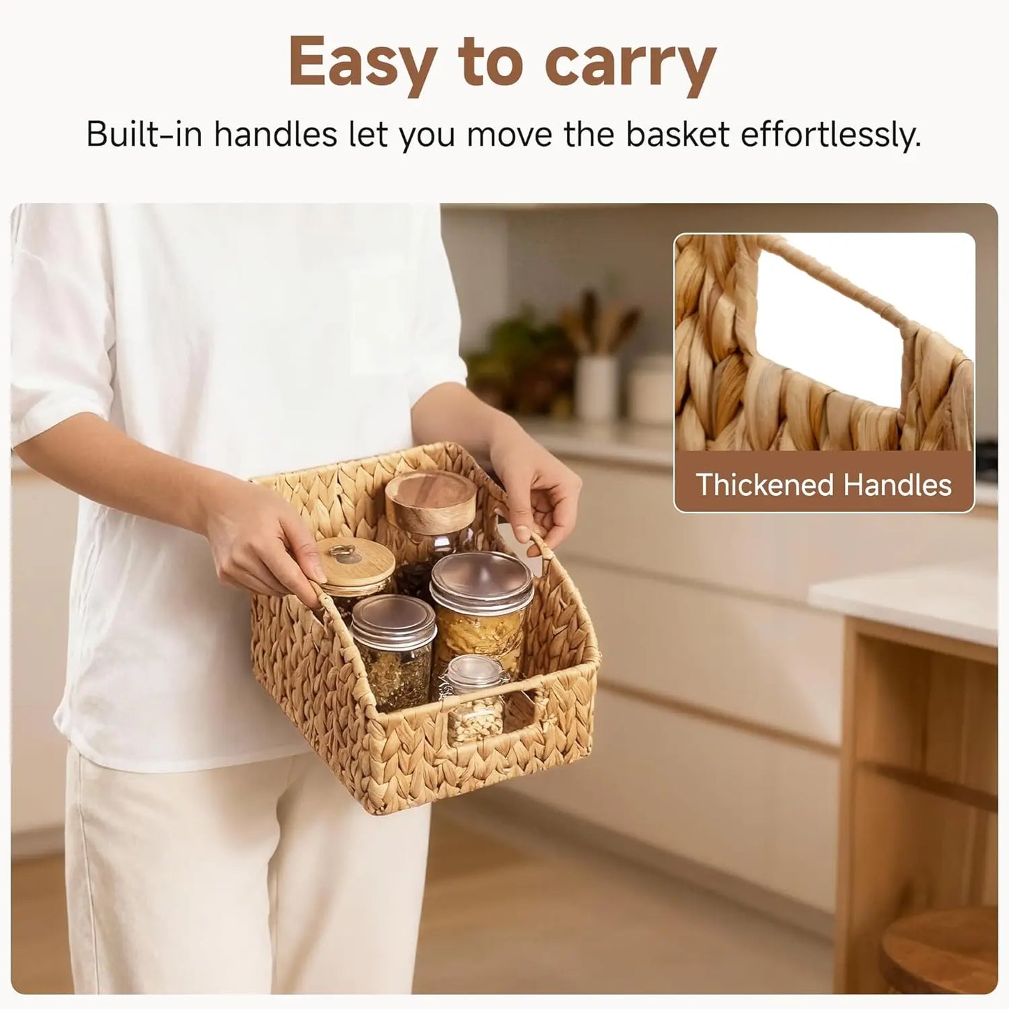 Natural Wicker Storage Baskets With Handles 2-Pack For Home Organization