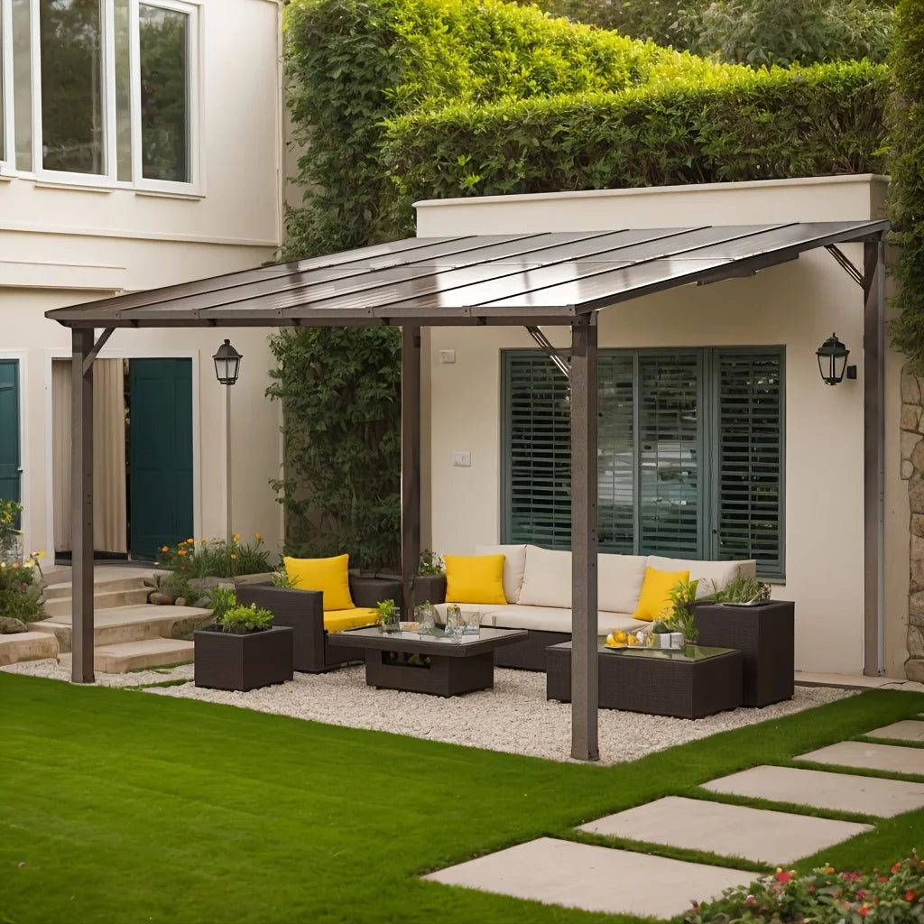 Polar Aurora Hardtop Gazebo With Aluminum Frame And Galvanized Roof All Weather