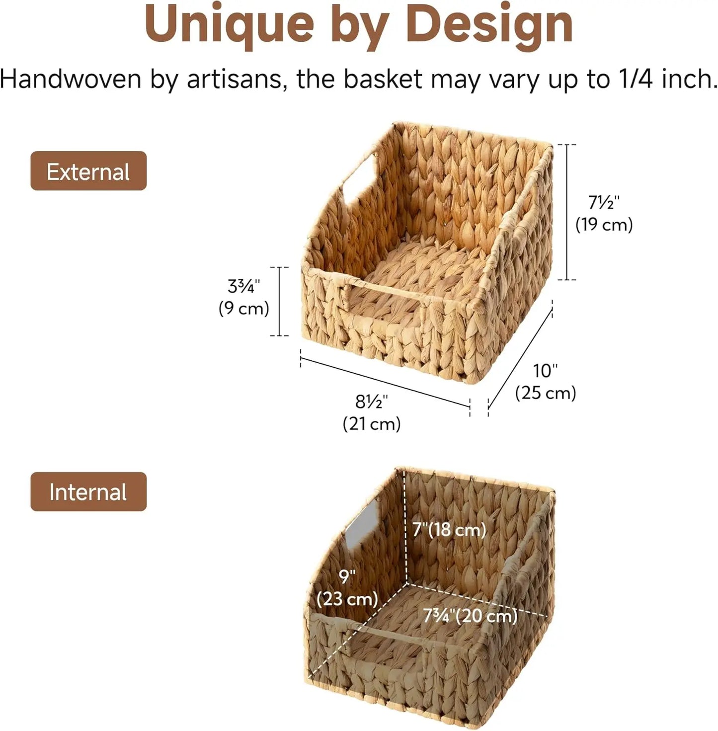 Natural Wicker Storage Baskets With Handles 2-Pack For Home Organization