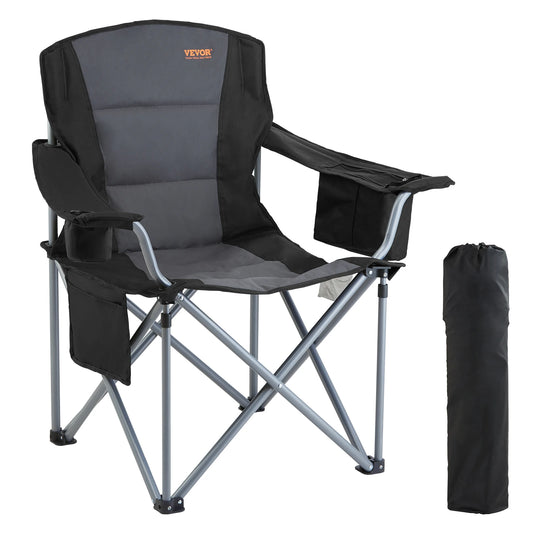 VEVOR Camping Folding Chair Portable Quad Lumbar With Side Pockets