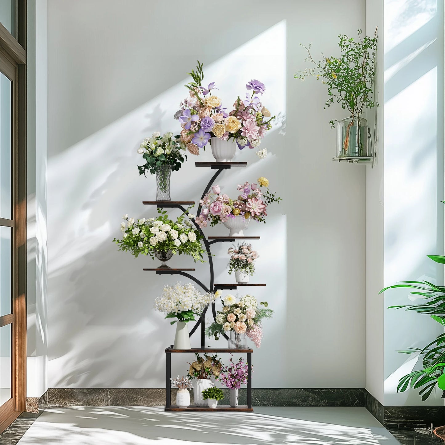 Industrial Tree Shaped Multilayer Plant Stand Display Rack For Indoor