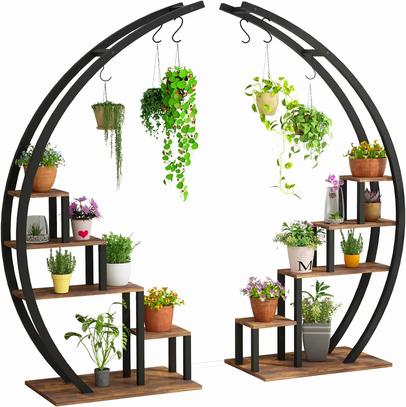 TWISTER.CK 2-Pack 5-Tier Half Moon Metal Plant Stand