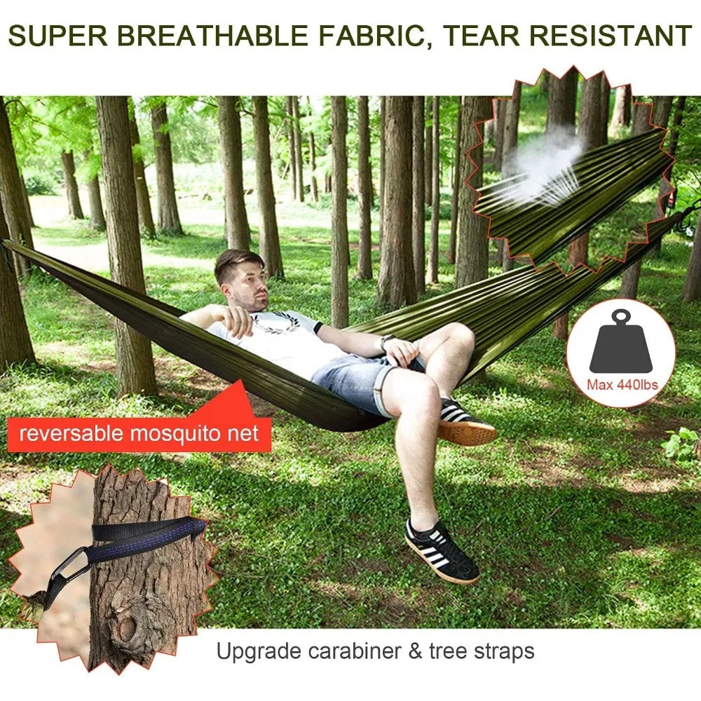Camping Hammock With Rain Fly Tarp Mosquito Net Set