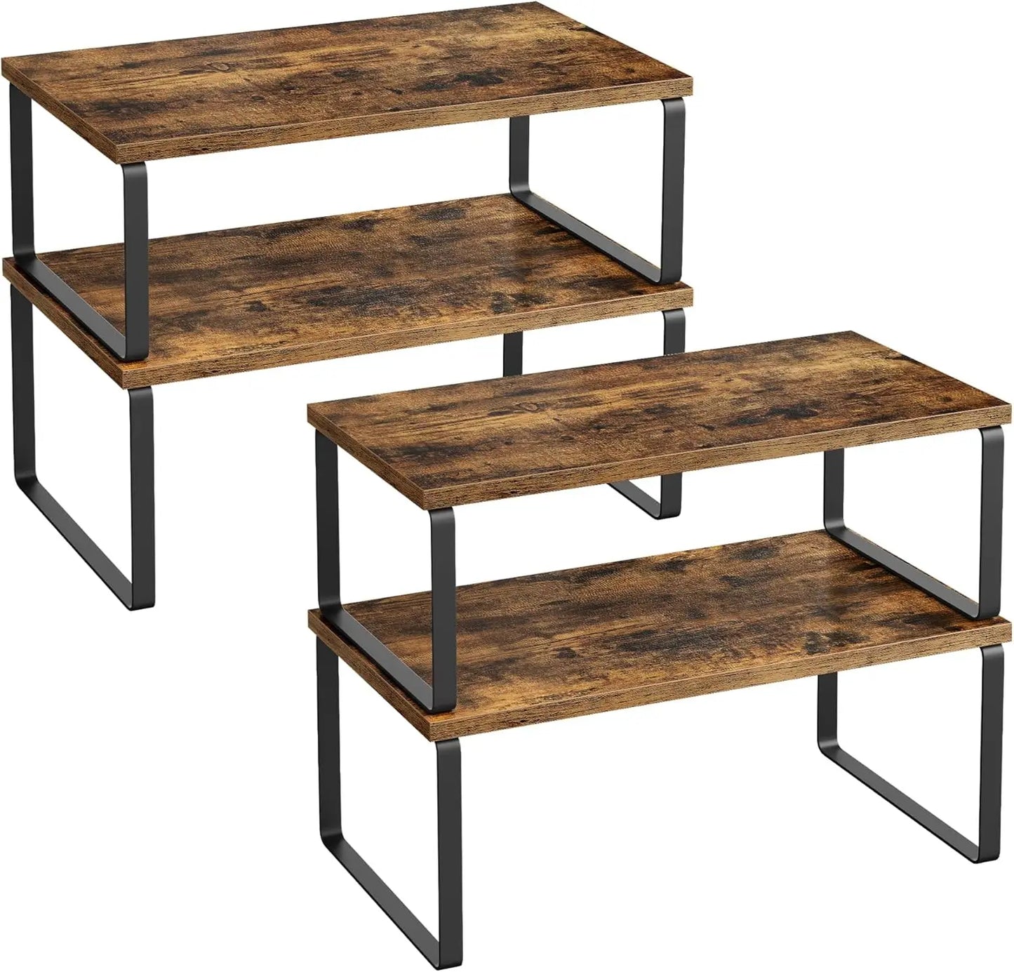 Stackable Cabinet Shelves Set Of 4 Metal Wood Spice Rack