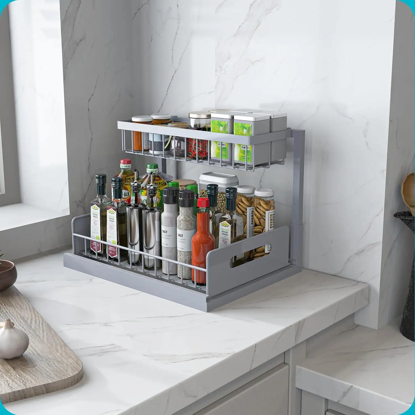 Under Sink Organizer 2-Tier Pull-Out Cabinet Shelf Kitchen 2-Pack