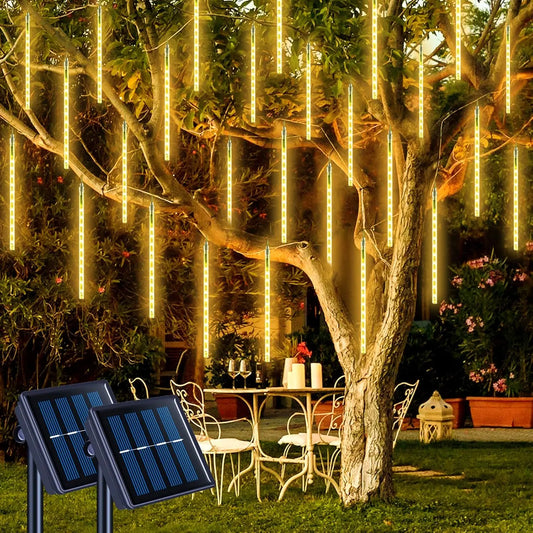 XMSJ Solar Meteor Shower Lights 2 Pack Outdoor Decor