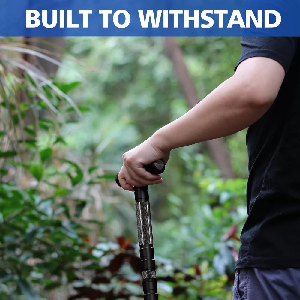 Tactical Stick Hiking Walking Staff - Trekking Poles Outdoor Adjustable Hiking Stick for Camping Hiking 5-8 Tubes with Multitool