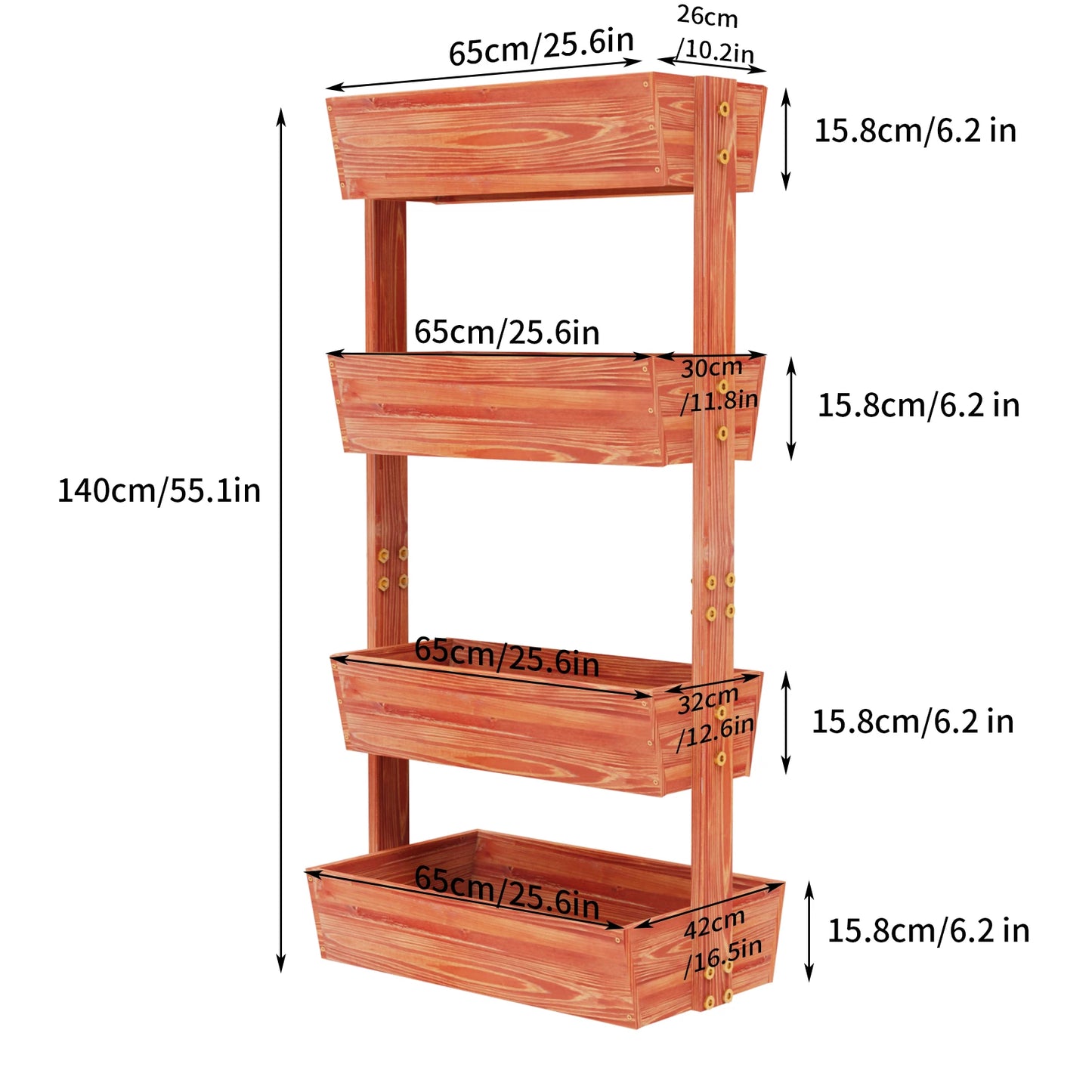 Vertical Wooden 4 Tier Raised Garden Bed With Detachable Ladder