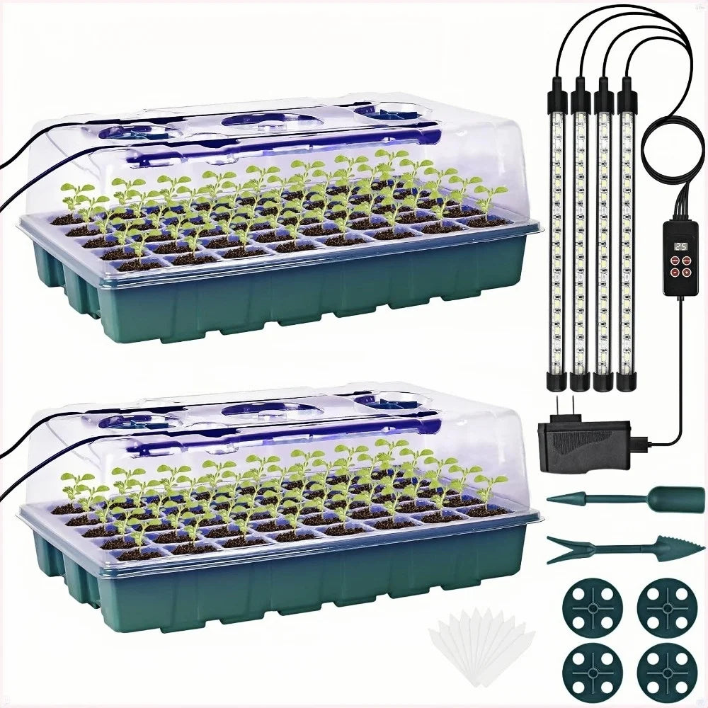 Seed Starter Tray With Grow Light 80-Cell Digital Controller Kit