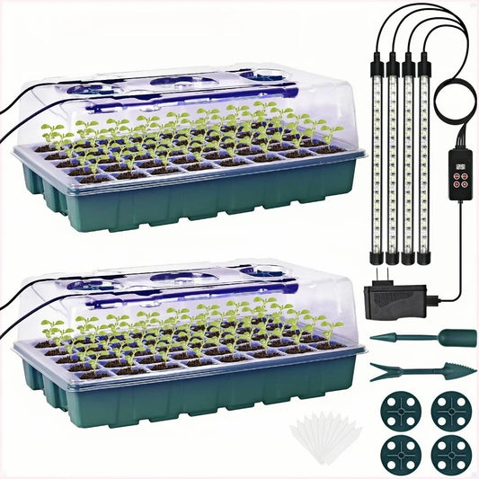 Seed Starter Tray With Grow Light 80-Cell Digital Controller Kit