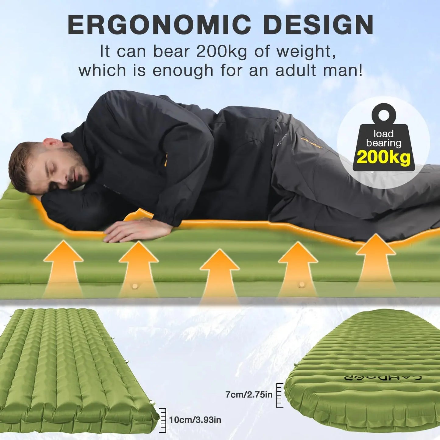 Self-Inflating Sleeping Pad with Inflating Bag, Lightweight Camping Mat for Hiking & Travel