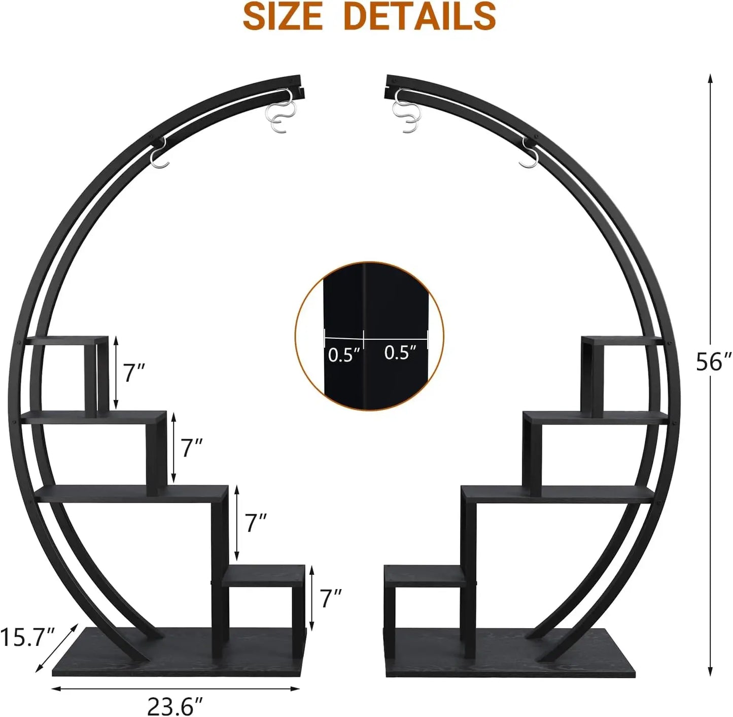 TWISTER.CK 2-Pack 5-Tier Half Moon Metal Plant Stand