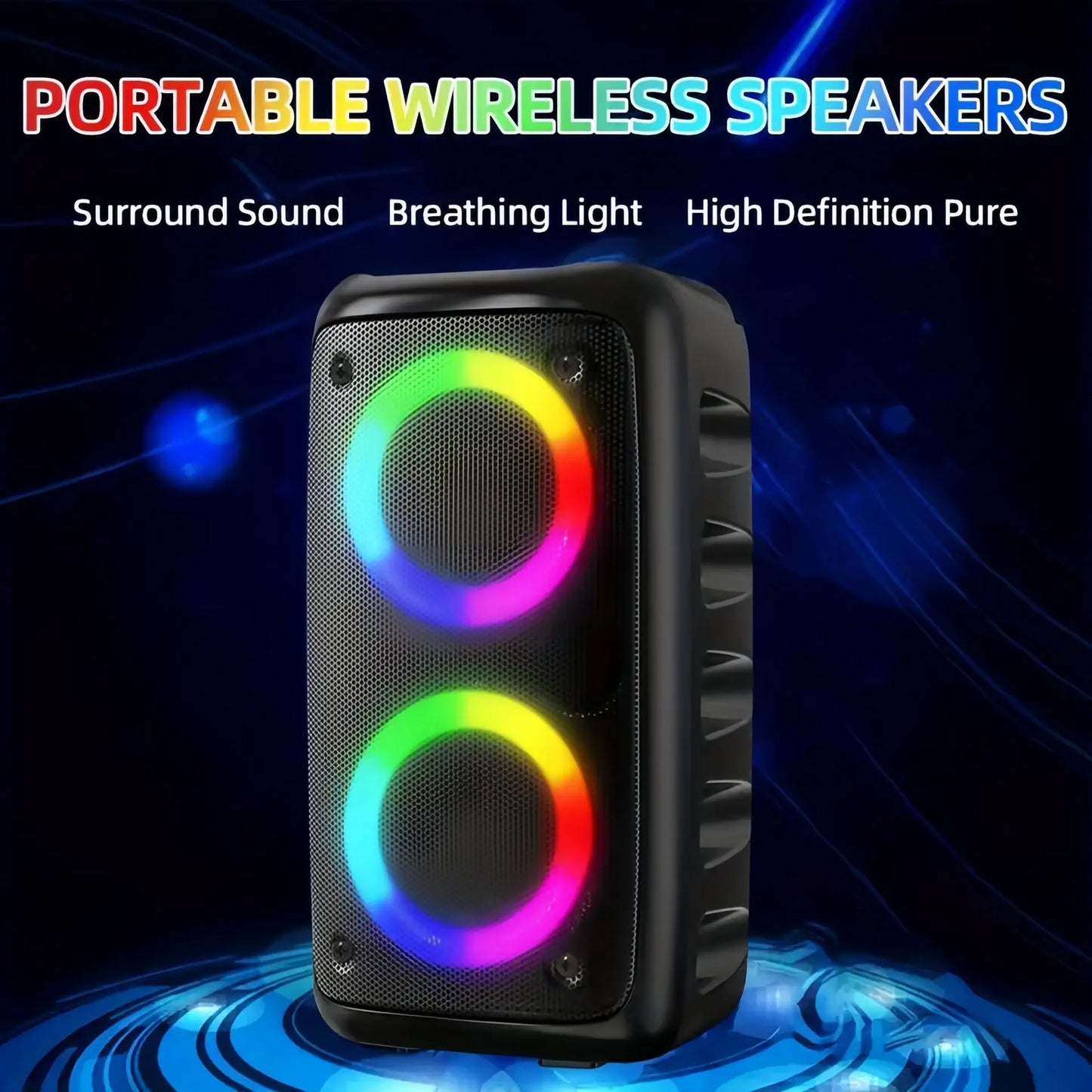 Karaoke Radio Bluetooth Speaker Portable With Microphone And LED Lamp