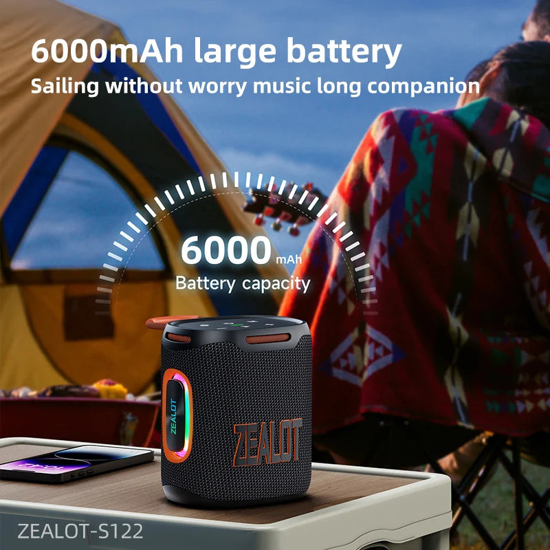 Zealot S122 Bluetooth Speaker BT5.3 IPX6 Waterproof Shower 25W HiFi