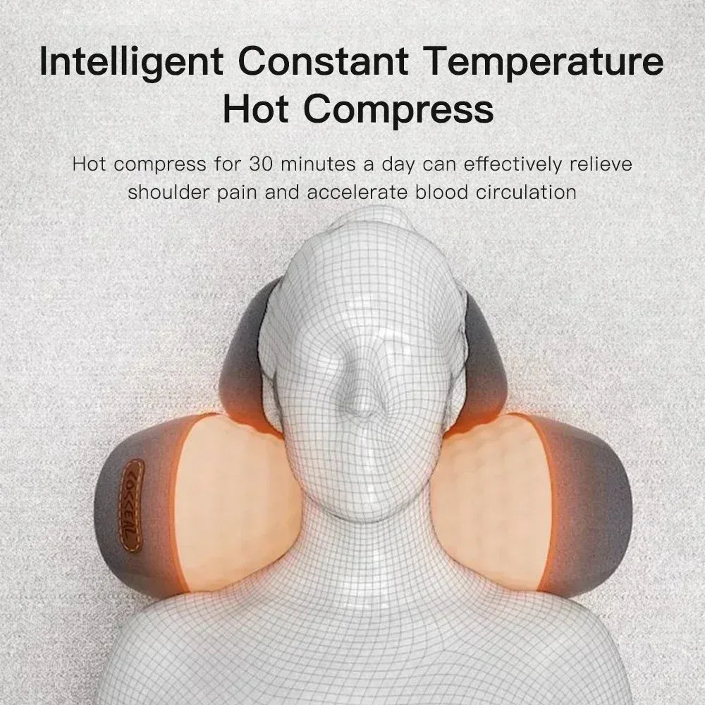 Okayso Electric Neck Massager Pillow With Traction And Warm Vibration