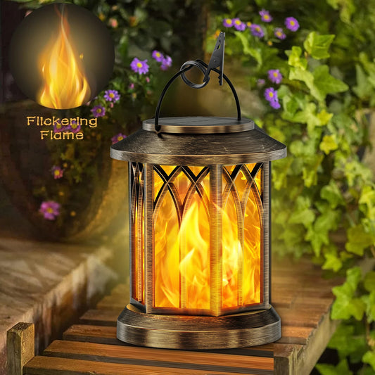 KPSTEK Solar Lanterns Flickering Flame Outdoor Lights 2 Pack