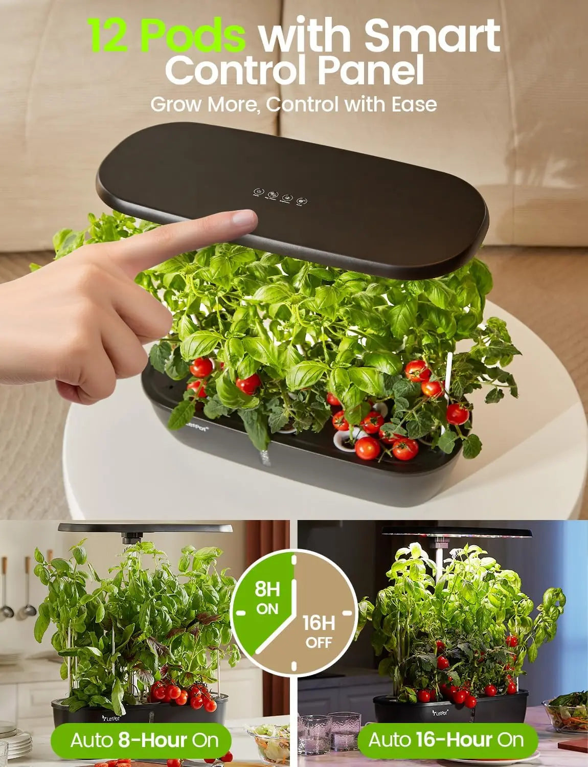 Indoor Hydroponics Growing System Kit With LED Light And Pods