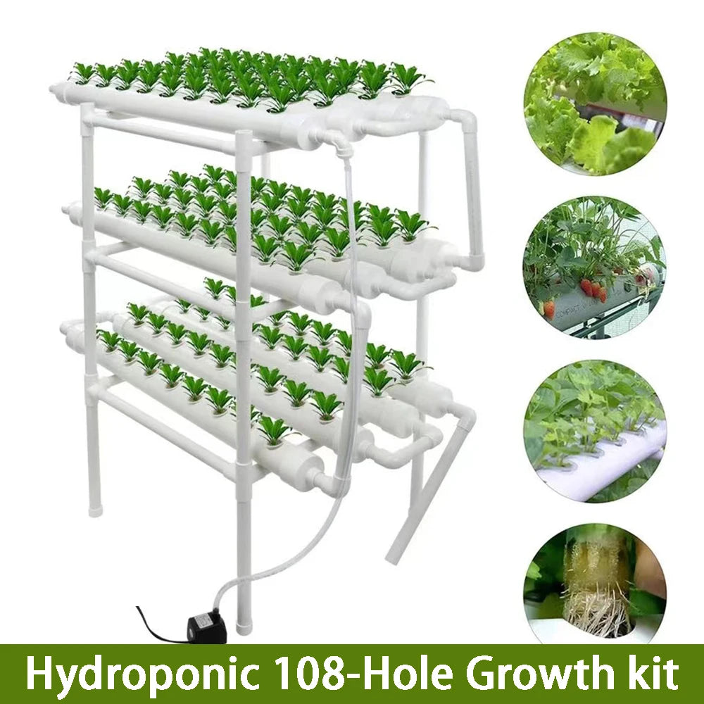 BHTNYOO Hydroponics Growing System Kit 3 Layer 108 Sites