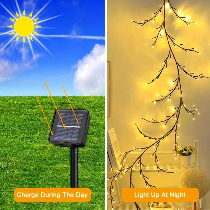 A-Convey Solar Willow Vine Light 72/96 LED 8 Modes Outdoor