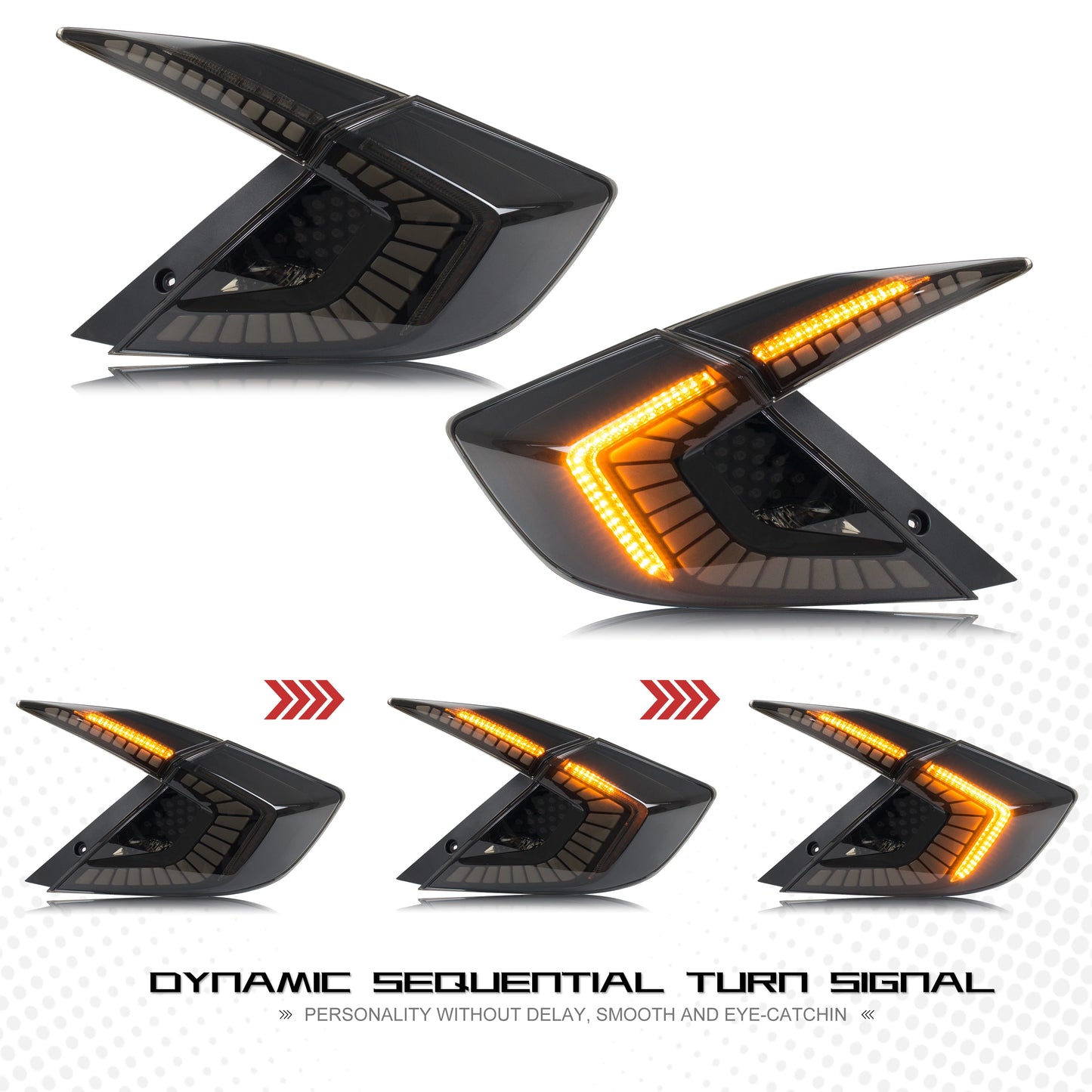 LED Tail Lights For Honda Civic Sedan 10Th Gen 2016-2021 DRL Start Up Animation Rear Lamp Assembly (Not for hatchback & Coupe)