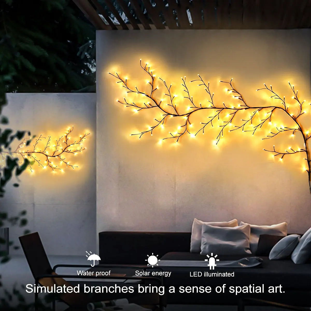 A-Convey Solar Willow Vine Light Waterproof With 8 Modes