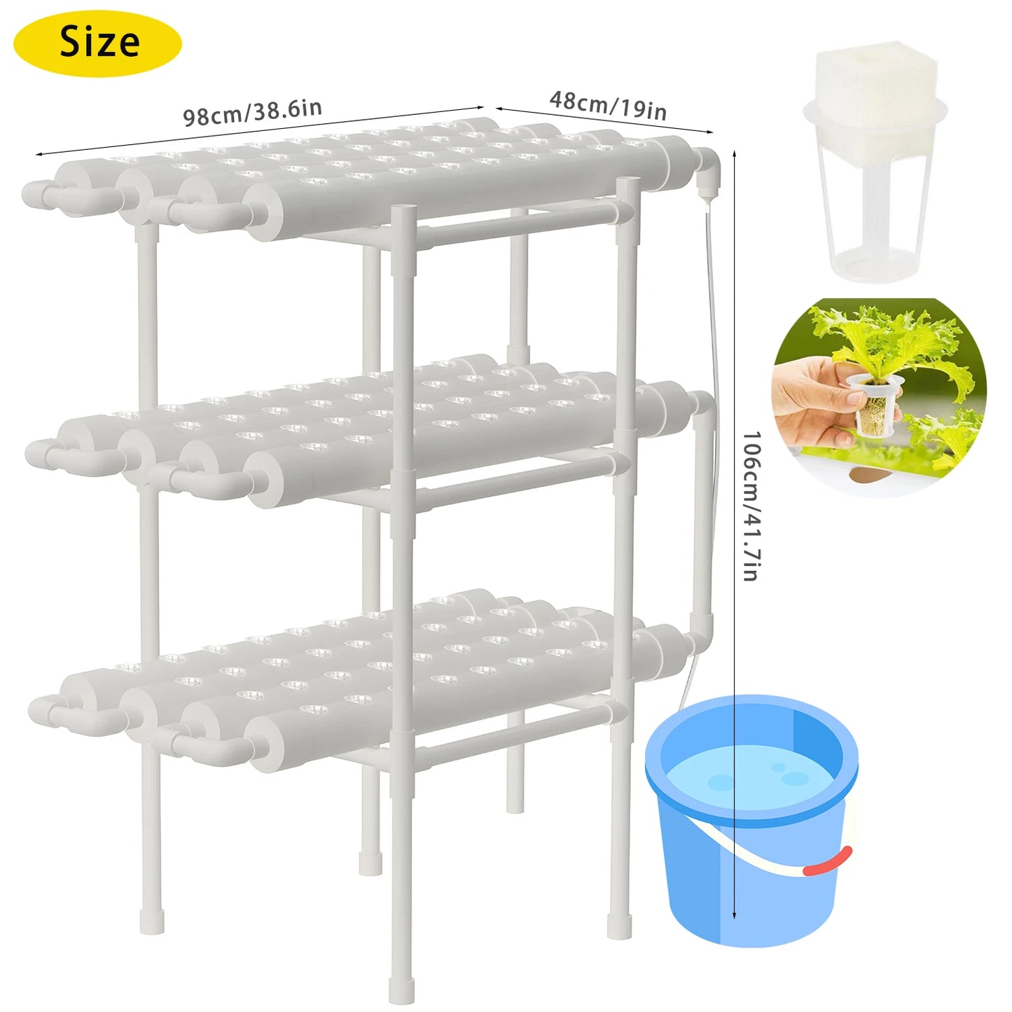 BHTNYOO Hydroponics Growing System Kit 3-Layer 108 Sites