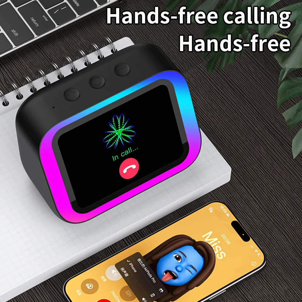 Smart Alarm Clock Bluetooth Speaker Weather Display Night Light Music Stories Player Home Voice Assistant Alarm Clock for Room