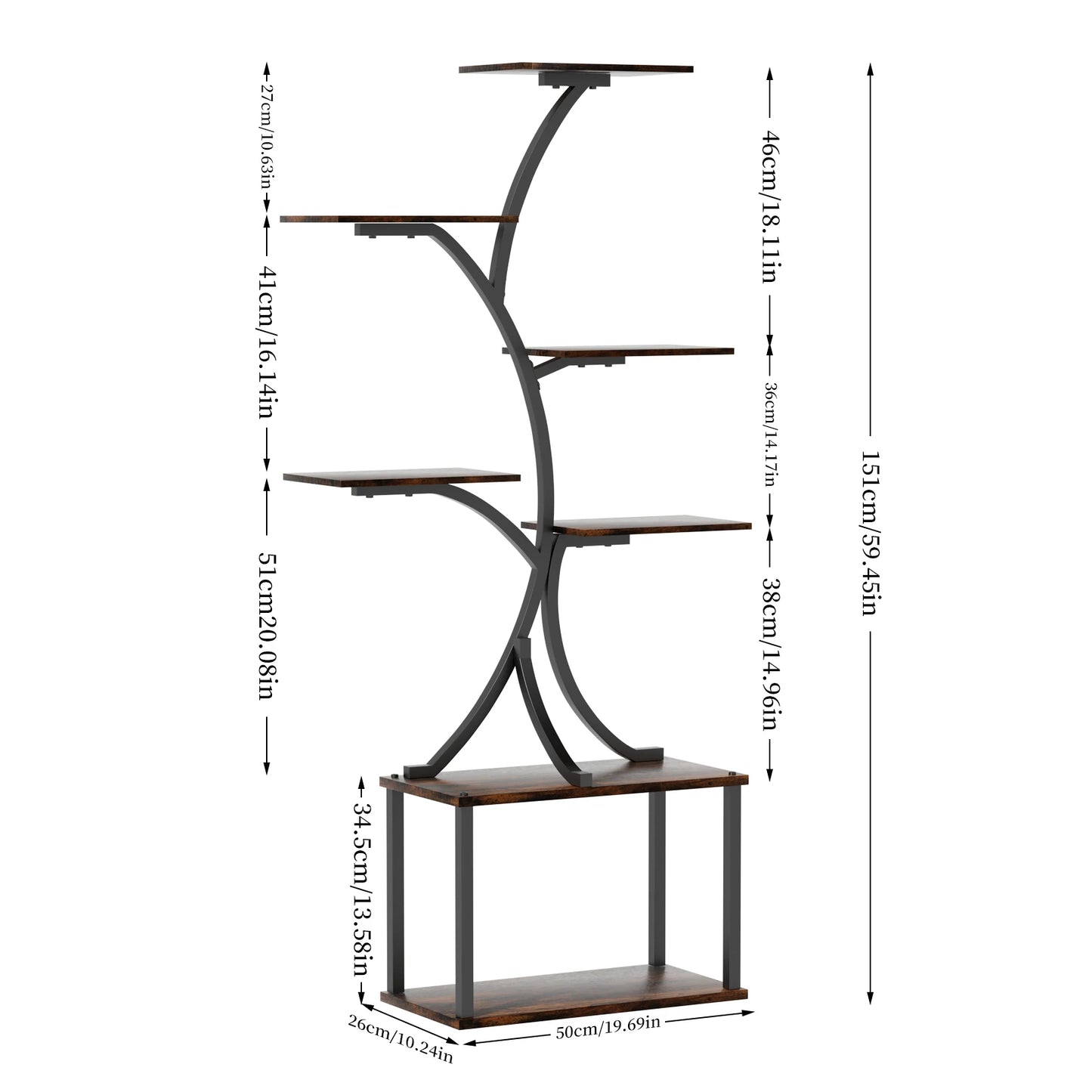 Industrial Tree Shaped Multilayer Plant Stand Display Rack For Indoor