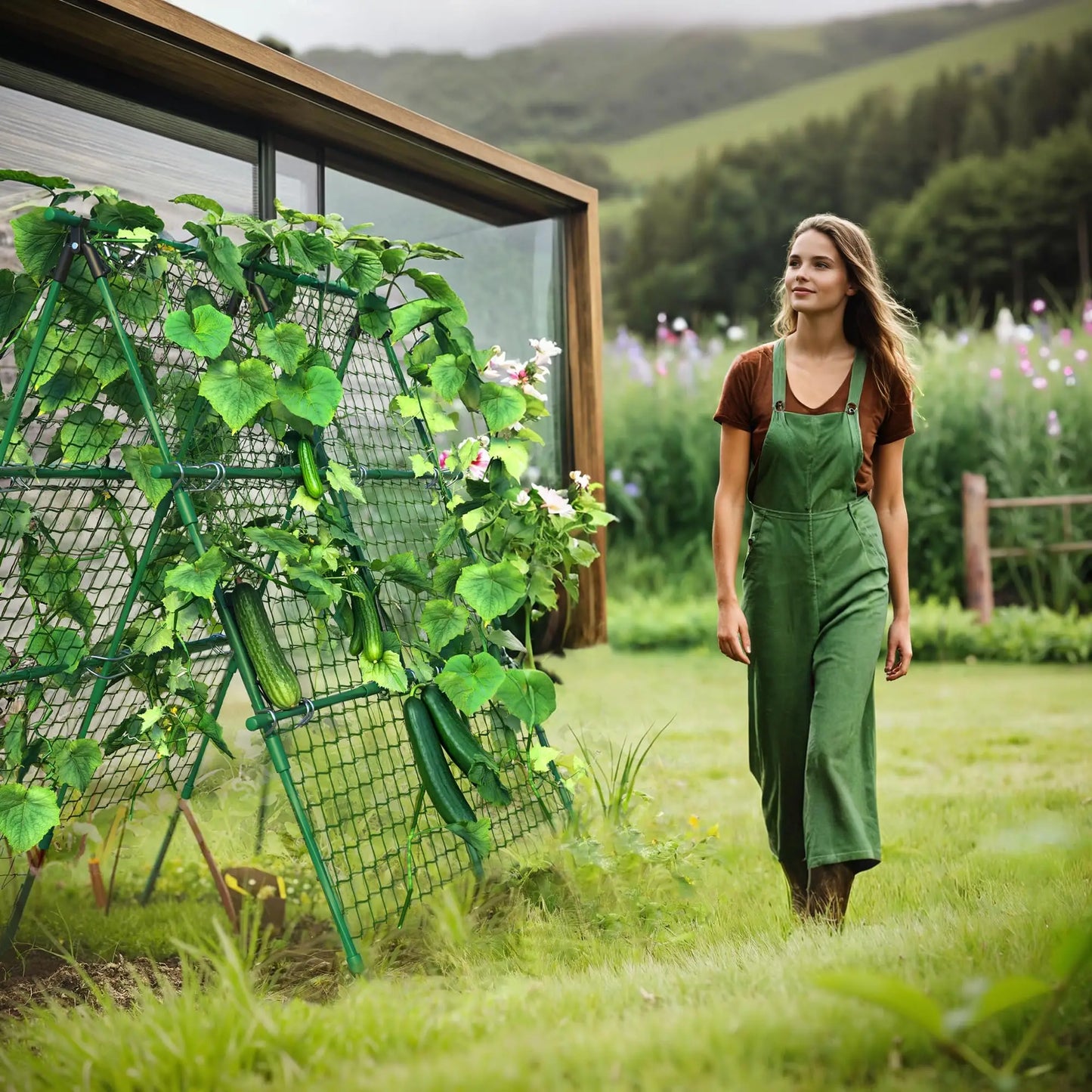 HiMISS Raised Bed A-Frame Garden Trellis for Climbing Vegetables