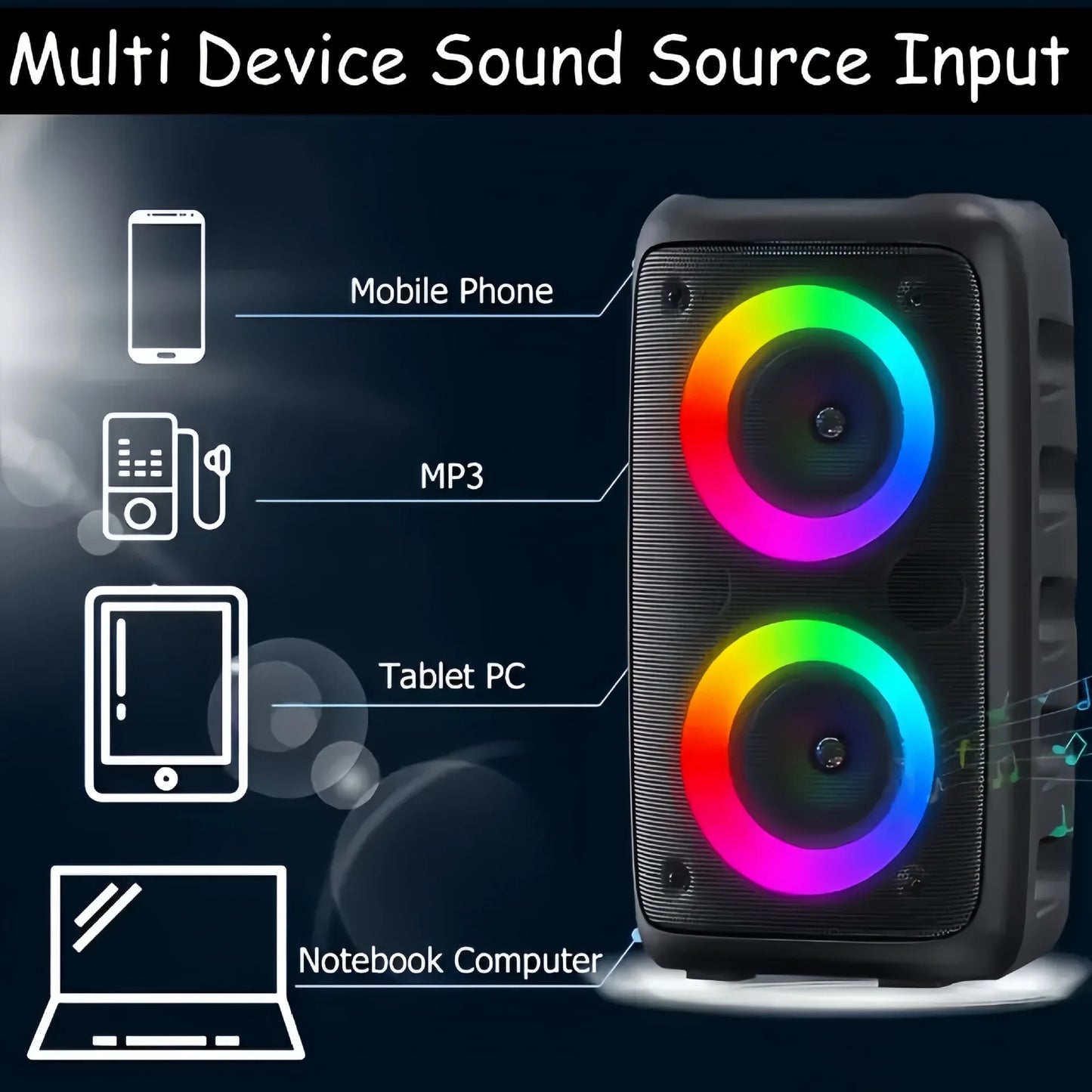 Karaoke Radio Bluetooth Speaker Portable With Microphone And LED Lamp