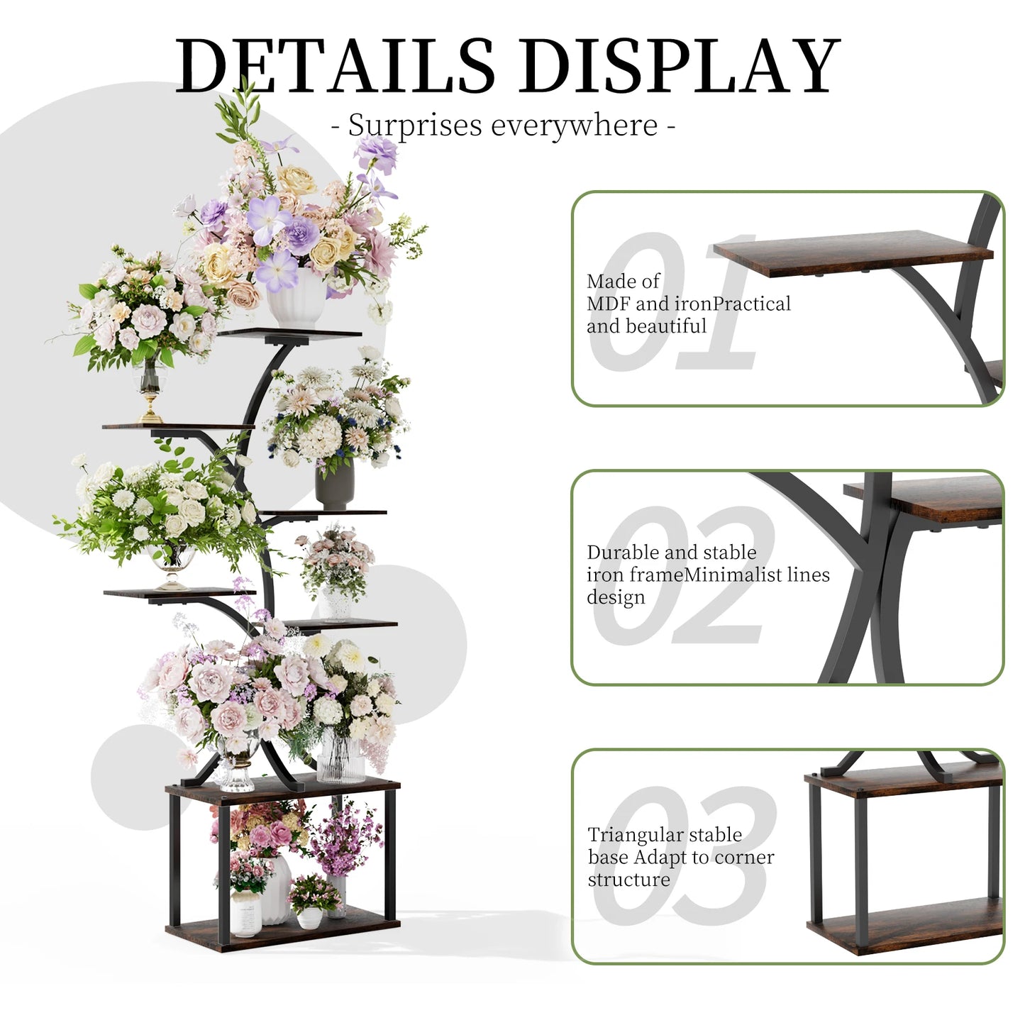 Industrial Tree Shaped Multilayer Plant Stand Display Rack For Indoor