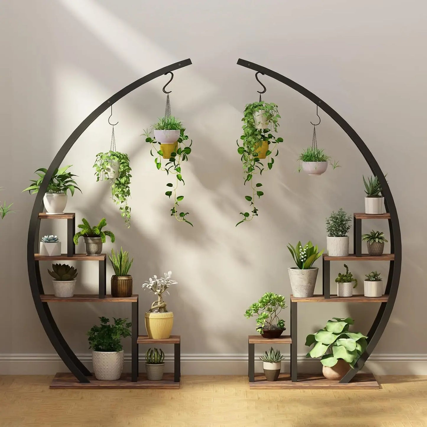 TWISTER.CK 2-Pack 5-Tier Half Moon Metal Plant Stand