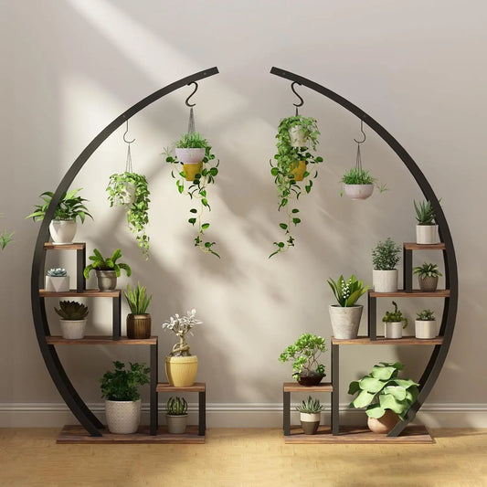 TWISTER.CK 2-Pack 5-Tier Half Moon Metal Plant Stand