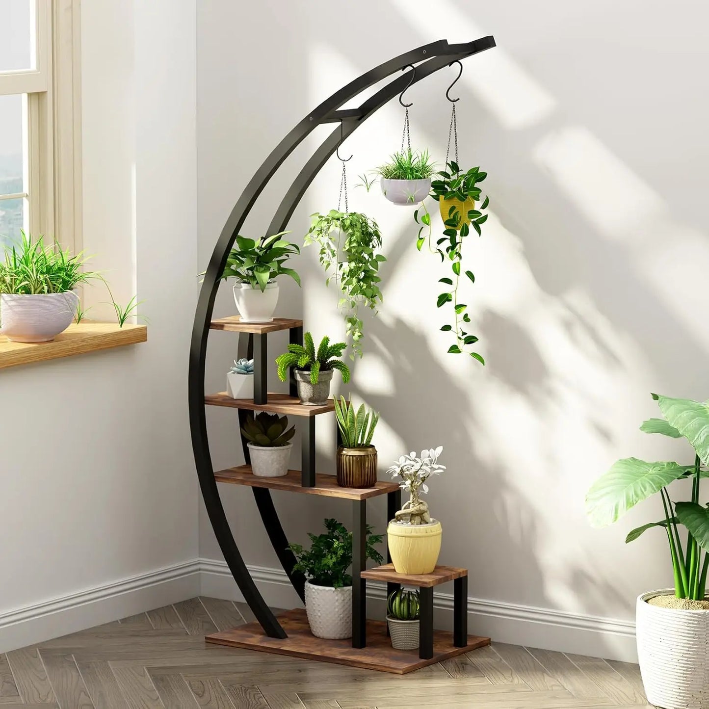 TWISTER.CK 2-Pack 5-Tier Half Moon Metal Plant Stand