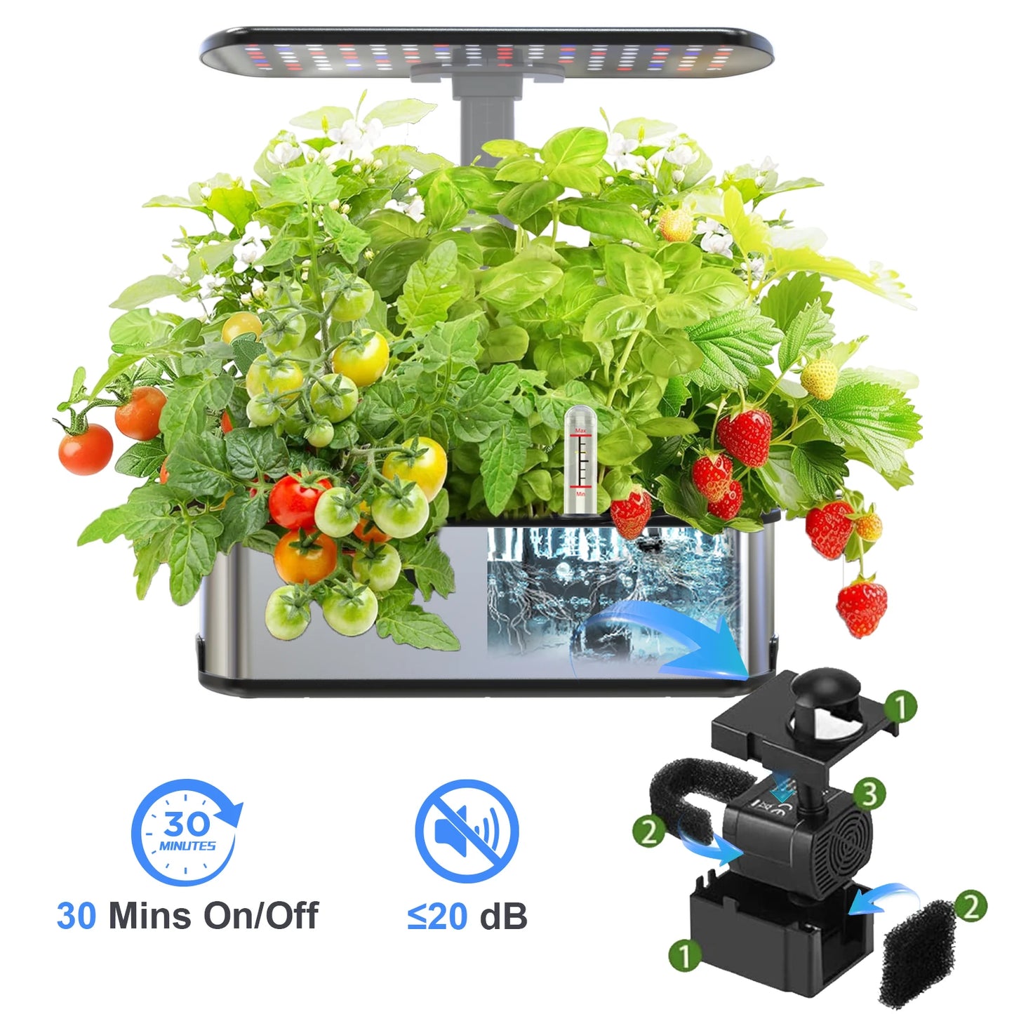 BHTNYOO Hydroponics Growing System Kit For Indoor Herbs Garden LED