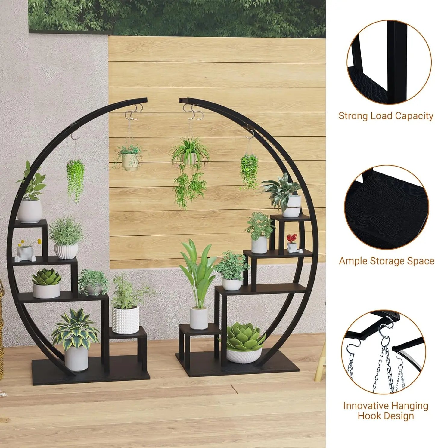 TWISTER.CK 2-Pack 5-Tier Half Moon Metal Plant Stand