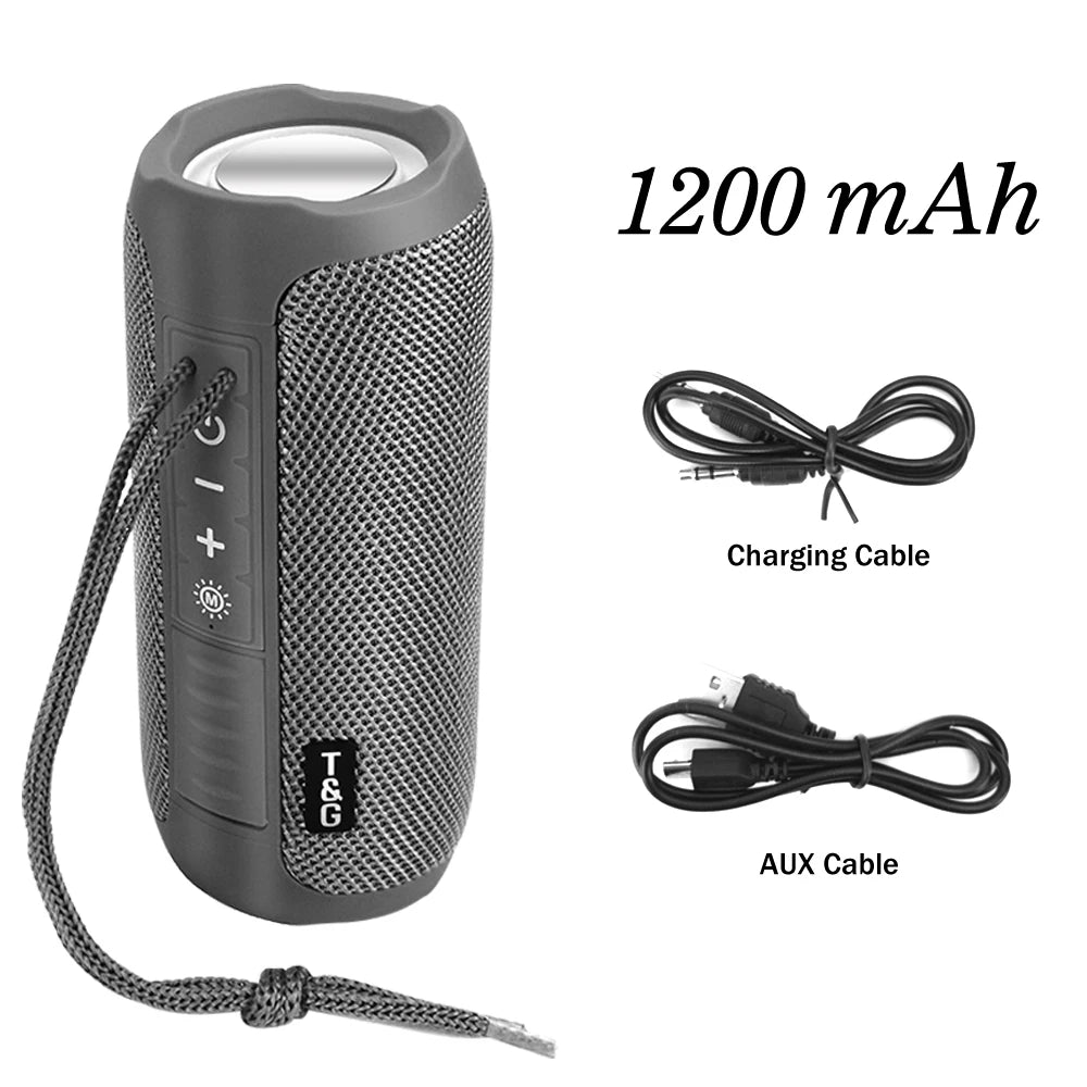 TG227 Outdoor Speaker Waterproof Wireless Bass Subwoof Loudspeaker Box Support TF Card FM Radio Aux Input With LED Light