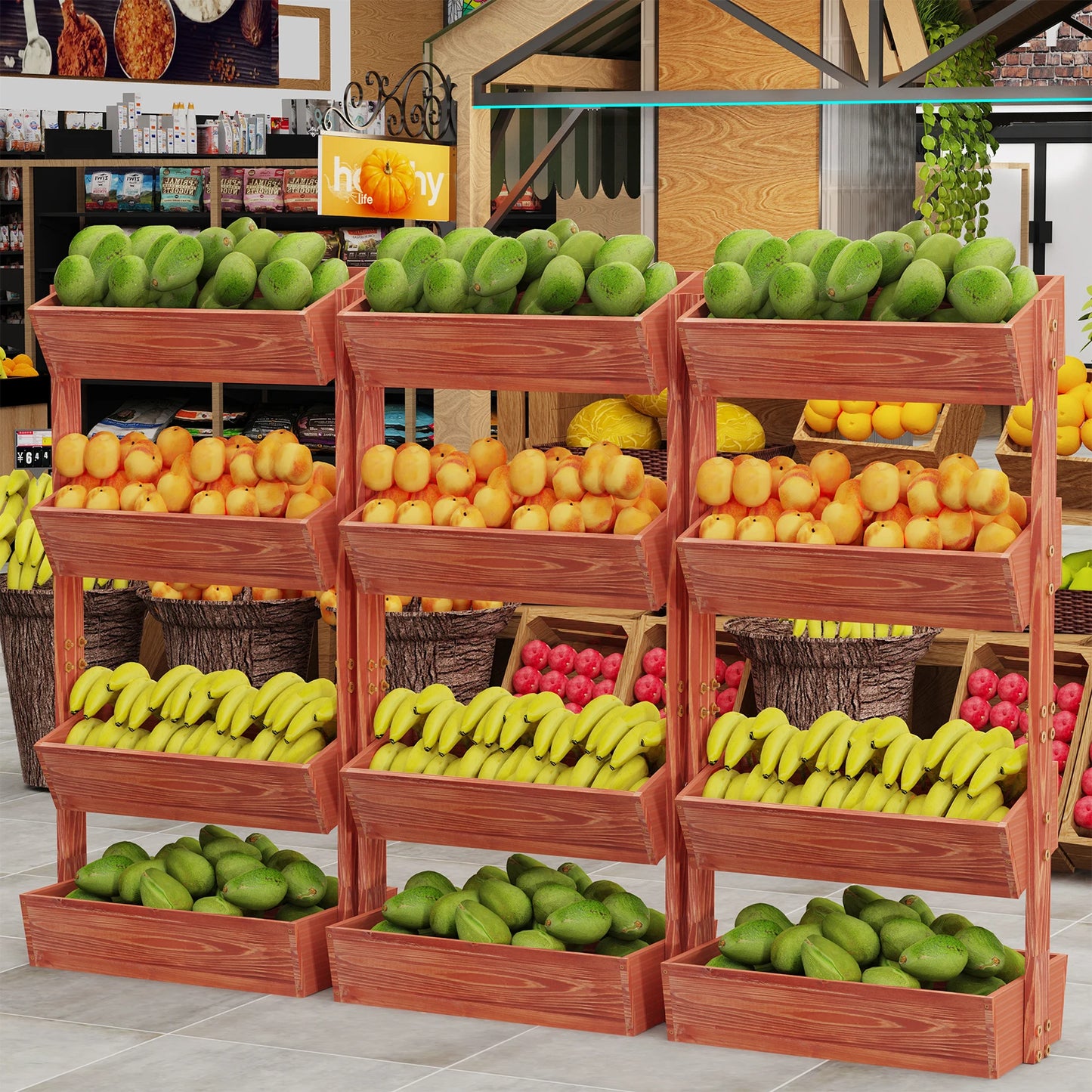 Vertical Wooden 4 Tier Raised Garden Bed With Detachable Ladder