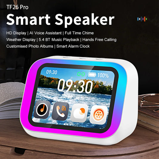 Smart Alarm Clock Bluetooth Speaker Weather Display Night Light Music Stories Player Home Voice Assistant Alarm Clock for Room