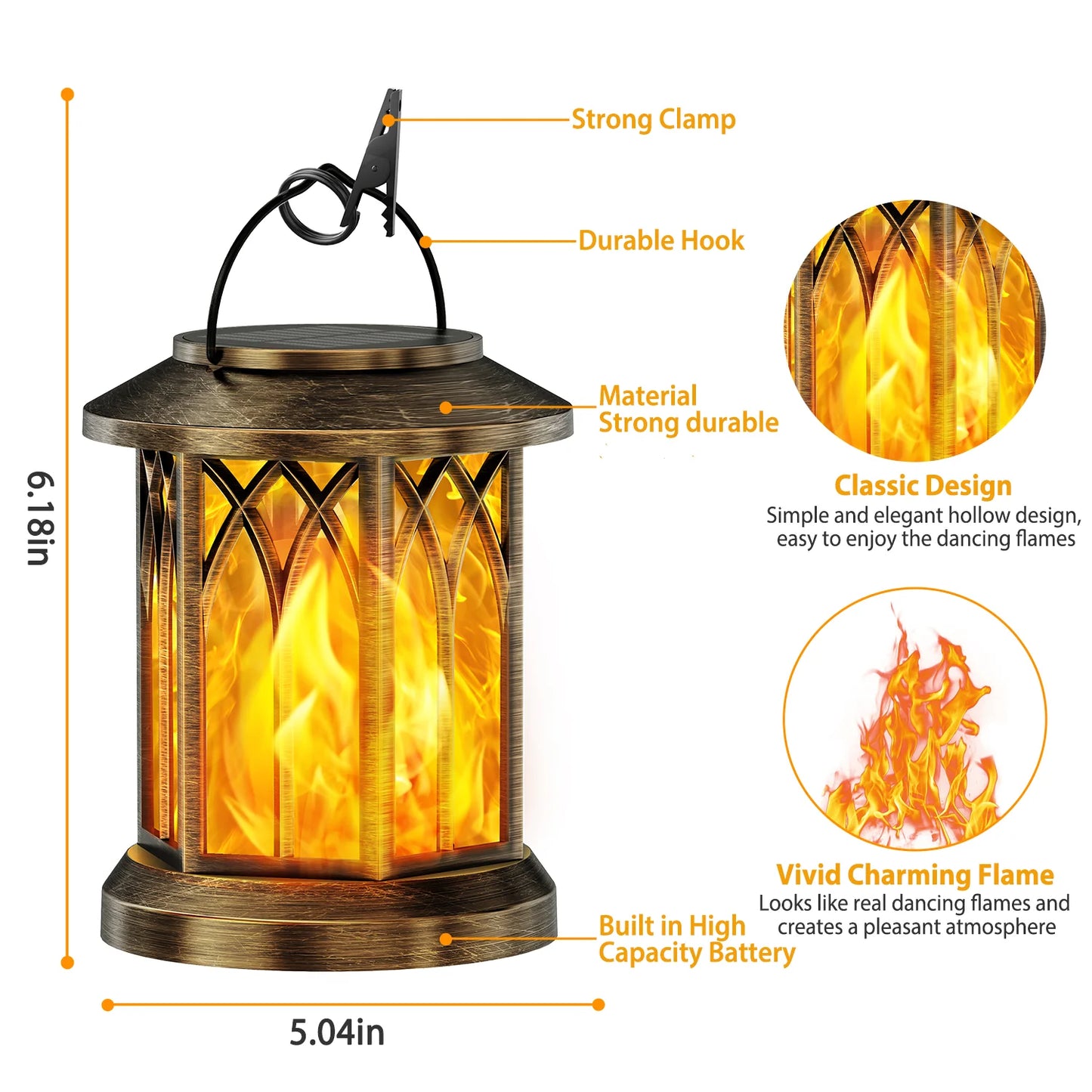 KPSTEK Solar Lanterns Flickering Flame Outdoor Lights 2 Pack