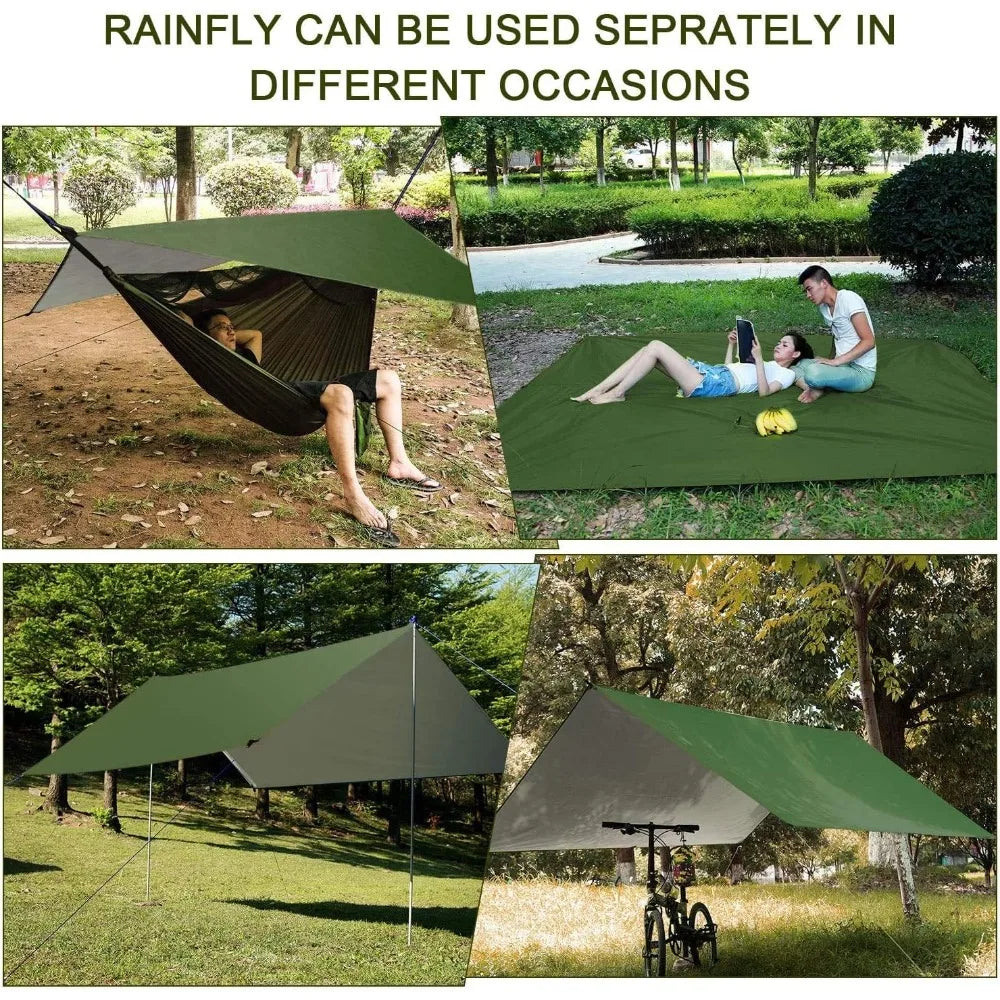 Camping Hammock With Rain Fly Tarp Mosquito Net Set