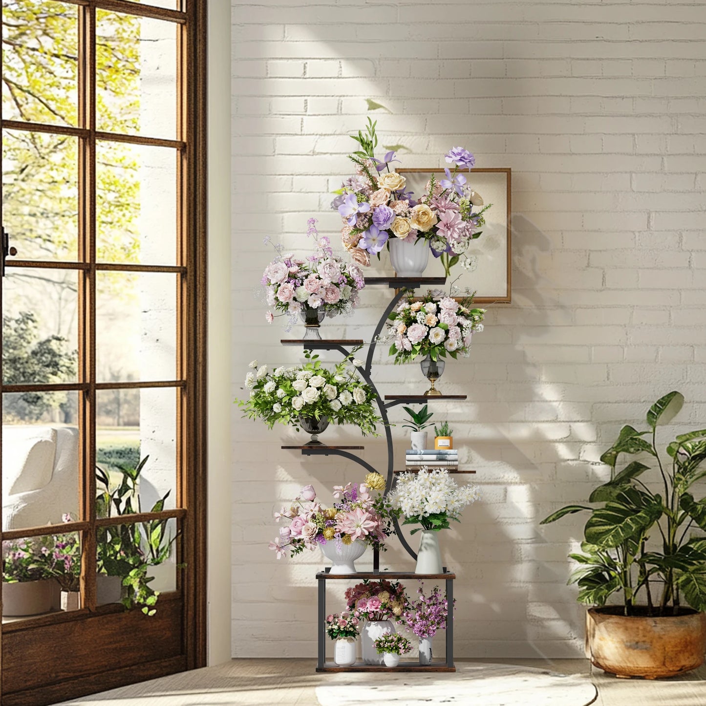 Industrial Tree Shaped Multilayer Plant Stand Display Rack For Indoor