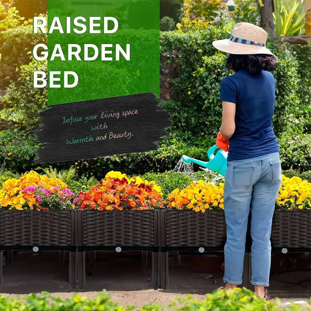 NONE Plastic Raised Garden Bed With Leg And Drainage Holes