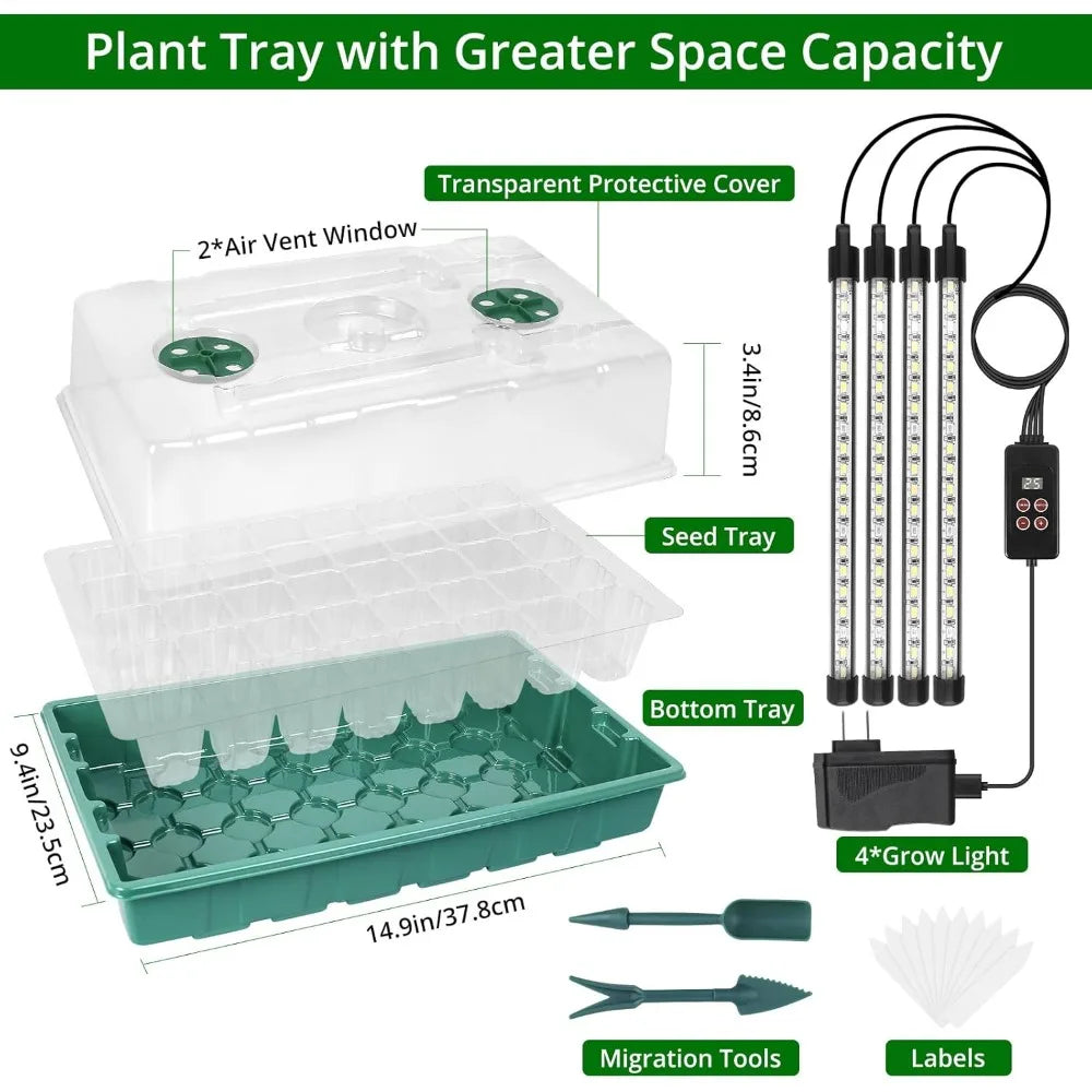 Seed Starter Tray With Grow Light 80-Cell Digital Controller Kit