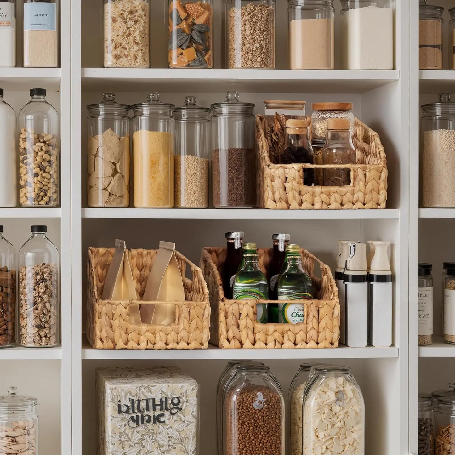 Natural Wicker Storage Baskets With Handles 2-Pack For Home Organization